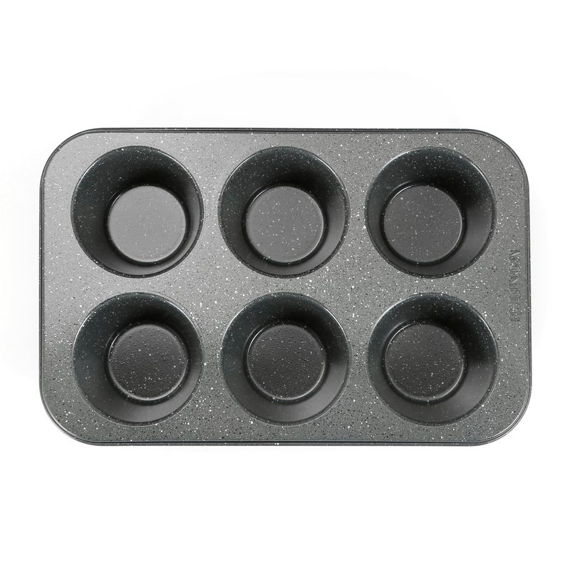 Monfish large muffin pan Jumbo Cupcake tin grey stone finish non sticking 3.5x1.75 inch cup - Image 1